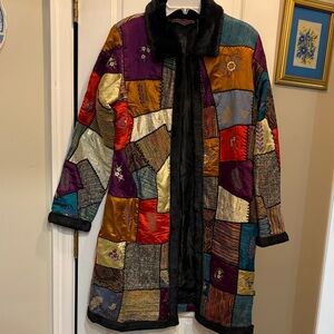 Vibrant Patchwork Vintage Mixed Media Coat - Art to Wear